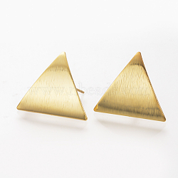 Ear Stud Findings, with Loop, Nickel Free, Real 18K Gold Plated, Triangle, 22x19.5mm, Hole: 2mm, Pin: 0.8mm(KK-T020-29G)