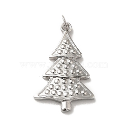 304 Stainless Steel Pendants, with Jump Ring, Christmas Tree Charm, Stainless Steel Color, 28x18x3mm, Hole: 4mm(STAS-M311-07P)