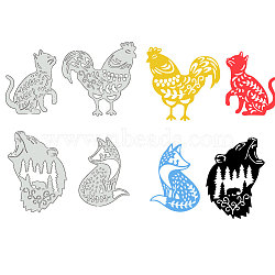 Carbon Steel Cutting Dies Stencils, for DIY Scrapbooking, Photo Album, Decorative Embossing Paper Card, Cat & Rooster & wolf & Bear, 92~115x72~105x0.8mm, 4pcs/aet(DIY-WH0309-1741)