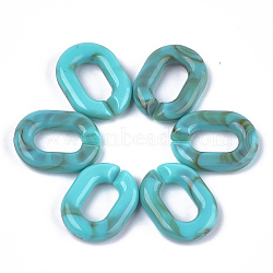 Acrylic Linking Rings, Quick Link Connectors, For Jewelry Chains Making, Imitation Gemstone Style, Oval, Dark Turquoise, 24x18x5mm, Hole: 13x7mm, about 380pcs/500g(OACR-S021-18B-09)