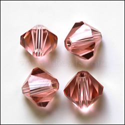 Imitation Austrian Crystal Beads, Grade AAA, K9 Glass, Faceted, Bicone, Flamingo, 4.55x5mm, Hole: 0.7~0.9mm(SWAR-F022-5x5mm-319)