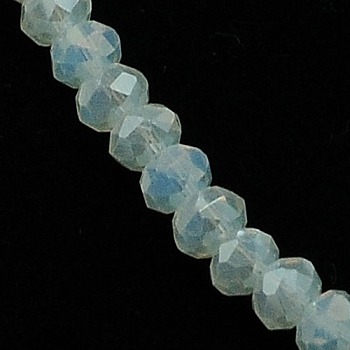 Crystal Glass Rondelle Beads Strands, Faceted, Seashell Color, 3.5x2.5~3mm, Hole: 1mm, about 138pcs/strand, 12.9 inch
