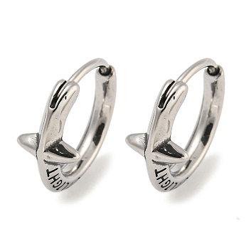 316 Surgical Stainless Steel Hoop Earrings, Antique Silver, Star, 14x7mm