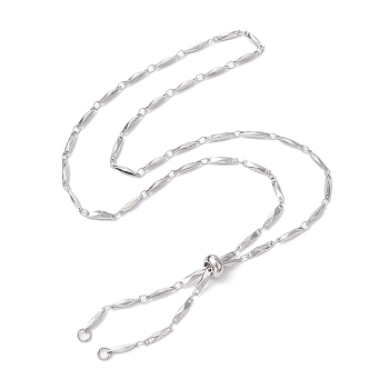 304 Stainless Steel Faceted Bar Link Chain Necklace Makings, Slider Necklace, Fit for Connector Charms, Stainless Steel Color, 23-7/8 inch(60.6cm)