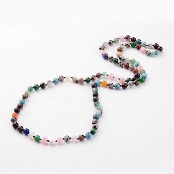 Natural Gemstone Necklaces, Beaded Necklaces, Round, 35 inch