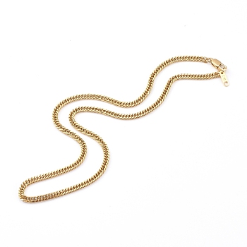 304 Stainless Steel Diamond Cut Cuban Link Chain Necklaces, with Lobster Claw Clasps, Golden, 18.26 inch (46.4cm)
