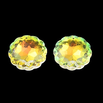 Electroplate Glass Charms, Faceted, for Chandelier Crystal Hanging Pendants, Flat Round, Clear AB, 44.5x44x18mm, Hole: 1.8mm