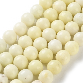 Natural Jade Beads Strands, Round, 10mm, Hole: 0.8mm, about 38pcs/strand, 14.80 inch(37.6cm)