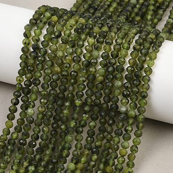 Natural Canadian Jade Beads Strands, Faceted, Round, 4mm, Hole: 0.8mm, about 108~109pcs/strand, 15.55~15.75 inch(39.5~40cm)