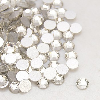 Glass Flat Back Rhinestone, Grade A, Back Plated, Faceted, Half Round, Crystal, SS8, 2.3~2.4mm, 1440pcs/bag