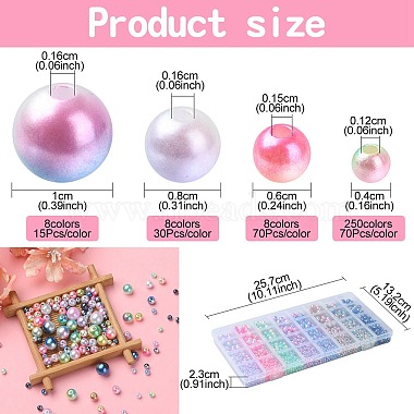 Rainbow ABS Plastic Imitation Pearl Beads(OACR-YW0001-79)-3