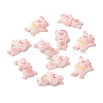 Spray Painted Resin Cabochons, DIY Accessories, Pig Mixed Shapes, Pink, 25~26x16~19x6mm(RESI-G031-13)