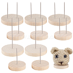 12Pcs 4 Styles Flat Round Wooden Doll Stands Display Holder, with Stainless Steel Needle, Crochet Doll Stand Doll Display Base Support, BurlyWood, 40~50x8mm(DIY-GA0007-28)