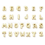 Brass Beads, Long-Lasting Plated, Rack Plating, Lead Free & Cadmium Free, Real 18K Gold Plated, Letter, 11.5~12.5x4.5~13.5x4.5mm, Hole: 2.5~3x2mm(KK-H537-01G)