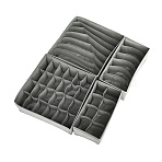 4Pcs Non-woven Fabrics Drawer Organizer Set, Multi-Compartment Storage Boxes for Underwear, Socks & Accessories, Gray, 280~330x150~318x100~105mm, Inner Diameter: 55~320x45~80mm(AJEW-C047-02A)