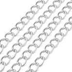 Aluminium Twisted Chains Curb Chains, Unwelded, Silver Color Plated, 18x13x2.5mm(X-CHA006)