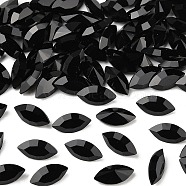 Preciosa&reg MAXIMA Crystal Fancy Stones, Czech Crystal, 435 14 615 Navette(Horse Eye), Unfoiled, 23980 Jet, 10x5mm(Y-PRC-FG10-23980)