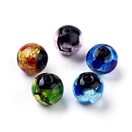 Glow in the Dark Luminous Style Handmade Silver Foil Glass Round Beads, Mixed Color, 10mm, Hole: 2mm(FOIL-I006-10mm-M)