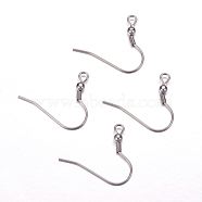 304 Stainless Steel Earring Hooks, with Horizontal Loop, Stainless Steel Color, 21x23.5x3mm, Hole: 2mm, pin: 0.6mm(X-STAS-F117-23P)