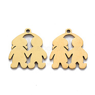 Ion Plating(IP) 201 Stainless Steel Pendants, Cut, Boy and Girl, Golden, 17.5x15x1mm, Hole: 1.4mm(STAS-Q240-056G)