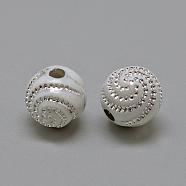 Plating Acrylic Beads, Metal Enlaced, Round, White, 10x10x10mm, Hole: 2mm, 1100pcs/500g(PACR-S188-10mm-13)