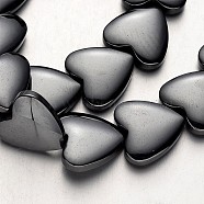 Non-magnetic Synthetic Hematite Bead Strands, Heart, Original Color, 15x15x5mm, Hole: 1mm, about 31pcs/strand, 15.7 inch(G-F300-22E-09)