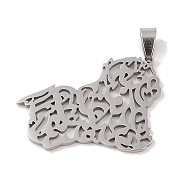 201 Stainless Steel Pendants, Hollow, Cat Charm, Stainless Steel Color, 29x39x1.5mm, Hole: 4x7mm(STAS-A094-25P)