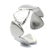 304 Stainless Steel Cuff Rings, Triangle, Stainless Steel Color, Adjustable, 9mm(RJEW-M019-12P)