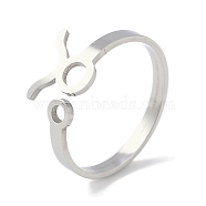 Non-Tarnish Constellations 304 Stainless Steel Open Cuff Ring for Women, Stainless Steel Color, Taurus, Inner Diameter: 17.5~18.5mm(RJEW-L122-001P-06)