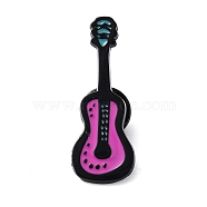 Guitar Creative Rock Music Theme Enamel Pins, Black Alloy Badge for Clothes Backpack, Magenta, 38x14x1.5mm(JEWB-D025-01E)