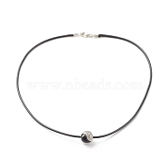Eco-Friendly Korean Waxed Polyester Cord Necklaces, Yin Yang Cubic Zirconia Pendant Necklaces, Platinum, 16.53 inch(42cm)(NJEW-JN03783)