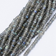 Natural Labradorite Beads Strands, Rondelle, Faceted, 3.5x2mm, Hole: 0.8mm, about 147pcs/strand, 12.6 inch(32cm)(G-E475-01A)