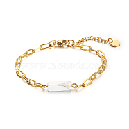 Natural Howlite Cube Link Bracelets, Stainless Steel Chains Bracelets for Women(EY9385-1)