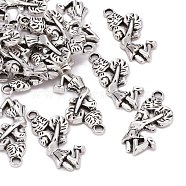 Tibetan Style Alloy Pendants, Cadmium Free & Nickel Free & Lead Free, Cheering Squad, Antique Silver Color, 28x11x3mm, hole: 2mm(X-TIBEP-A19784-AS-FF)