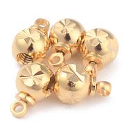 Brass Beads, Long-Lasting Plated, Round, Real 24K Gold Plated, 8.5x5.5~6mm, Hole: 1.4mm, Screw: 3x6.2mm(KK-O133-15A-G)