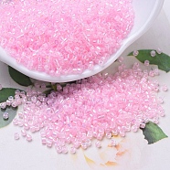 MIYUKI Delica Beads, Cylinder, Japanese Seed Beads, 11/0, (DB0055) Pink Lined Crystal AB, 1.3x1.6mm, Hole: 0.8mm, about 2000pcs/10g(X-SEED-J020-DB0055)