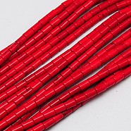 Synthetic Turquoise Beads Strands, Dyed, Column, Red, 13x6mm, Hole: 1mm, about 30pcs/strand, 15.75 inch(TURQ-G120-6x13mm-07)