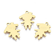 Ion Plating(IP) 201 Stainless Steel Pendants, Laser Cut, Girl Silhouette Charm, Golden, 17x13.5x1mm, Hole: 1.4mm(STAS-T044-271G)