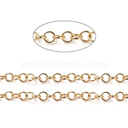 3.28 Feet Soldered Brass Rolo Chains, Belcher Chain, Long-Lasting Plated, Real 18K Gold Plated, 3.5x0.5mm(X-CHC-G005-07G)