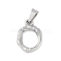 Non-Tarnish 304 Stainless Steel Pendants, Bamboo Style, Stainless Steel Color, Letter.O, 19x13x3mm, Hole: 3x7mm(STAS-F235-01P-O)