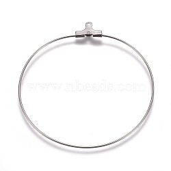 Tarnish Resistant 304 Stainless Steel Pendants, Hoop Earring Findings, Ring, Stainless Steel Color, 21 Gauge, 49.5x46x0.7mm, Hole: 1mm(X-STAS-E482-11A)