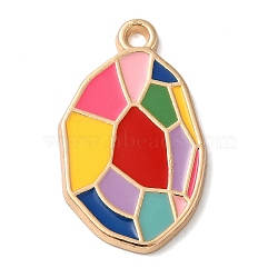 Zinc Alloy Enamel Pendants, Golden, Oval Charm, Red, 29x17x2mm, Hole: 3mm(ENAM-Z013-01C-02)