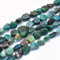 Natural Chrysocolla Beads Strands, Nuggets, 8~14x6~10x4~10mm, Hole: 0.8mm, about 40~43pcs/strand, 15.3~15.7 inch(39~40cm)(G-G765-45)
