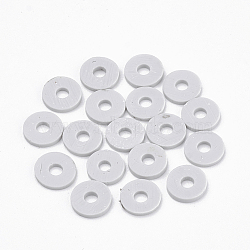 Handmade Polymer Clay Beads, Disc/Flat Round, Heishi Beads, Light Grey, 6x1mm, Hole: 2mm, about 380~400pcs/strand, 17.7 inch(X-CLAY-R067-6.0mm-39)