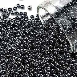 TOHO Round Seed Beads, Japanese Seed Beads, (81) Metallic Hematite, 11/0, 2.2mm, Hole: 0.8mm, about 1110pcs/bottle, 10g/bottle(SEED-JPTR11-0081)