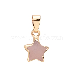 Natural Rose Quartz Faceted Star Charms, with Golden Plated Brass Findings, 13x13mm(PW-WG77789-06)