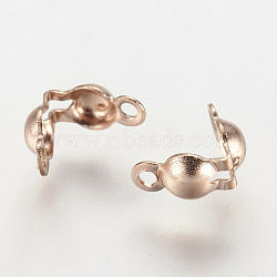 Ion Plating(IP) 304 Stainless Steel Bead Tips, Calotte Ends, Clamshell Knot Cover, Rose Gold, 6x3mm, Hole: 1mm(X-STAS-E117-07RG)