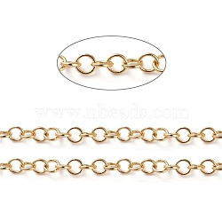 3.28 Feet Soldered Brass Rolo Chains, Belcher Chain, Long-Lasting Plated, Real 18K Gold Plated, 3.5x0.8mm(X-CHC-G005-07G)