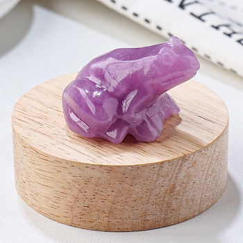 Natural Lepidolite Carved Healing Frog Figurines, Reiki Energy Stone Display Decorations, 37x32x25mm