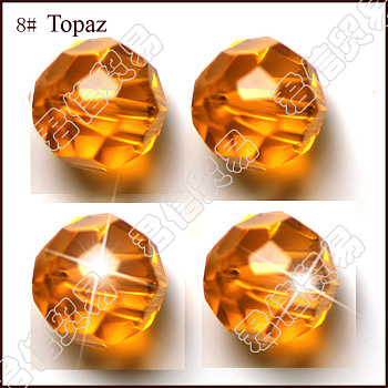 Imitation Austrian Crystal Beads, Grade AAA, Faceted(32 Facets), Round, Orange, 10mm, Hole: 0.9~1mm